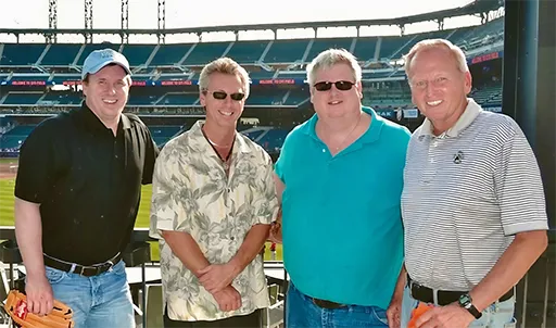 Brennan’s sons Kevin, Butch, and Chris ushering him to a New York Mets baseball game a few months after release from BOP custody in 2011. Hallelujah! Hallelujah!