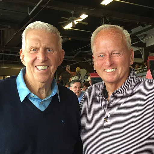 Coach Bill Parcells welcomes his friend Brennan back to Saratoga in 2012.