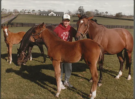 Brennan searching for future racing stars at his Kentucky farm in 1986.