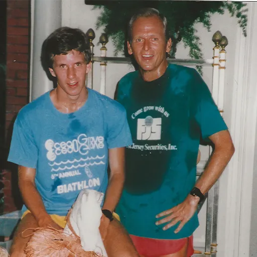 Brennan and his son Kevin after a ten-mile run through Saratoga.
