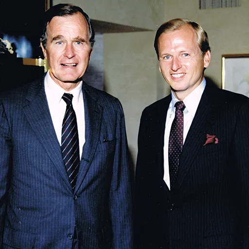 Vice President George Bush visits Brennan’s home in 1982.