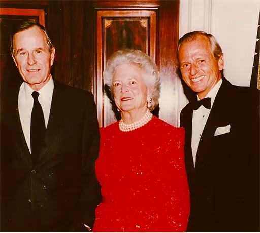 Brennan meeting President Bush and Barbara Bush after retuning from Rome in 1992.