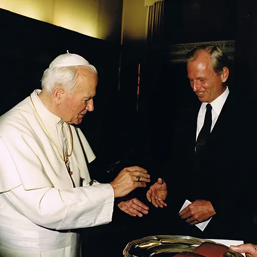 Pope John Paul II greets Brennan at the Vatican in 1992.