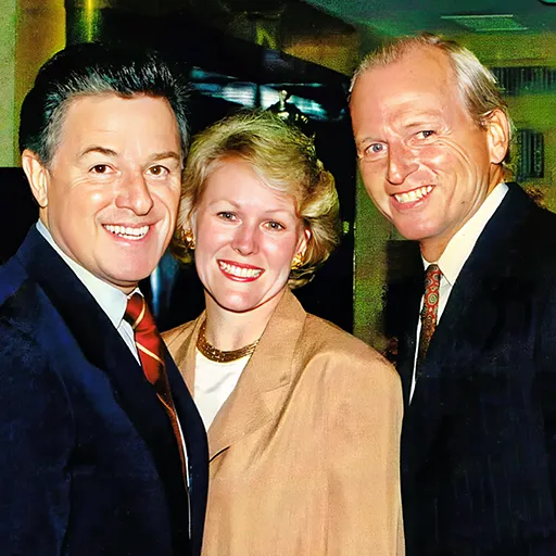 New Jersey Governor Jim Florio and wife Lucinda join Brennan at his home in 1993.