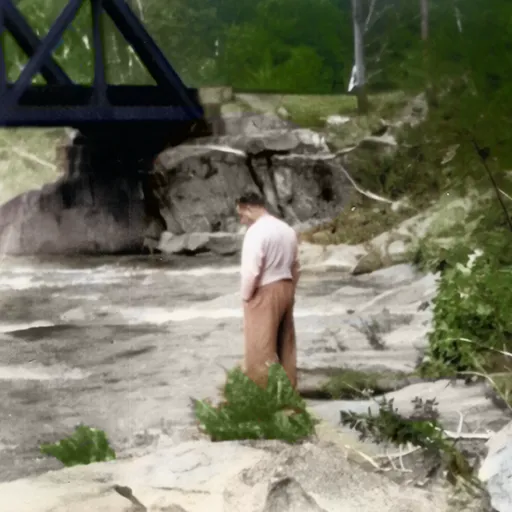 Brennan’s Dad, Hank Brennan, in a moment of contemplation at the Saco River in 1952.